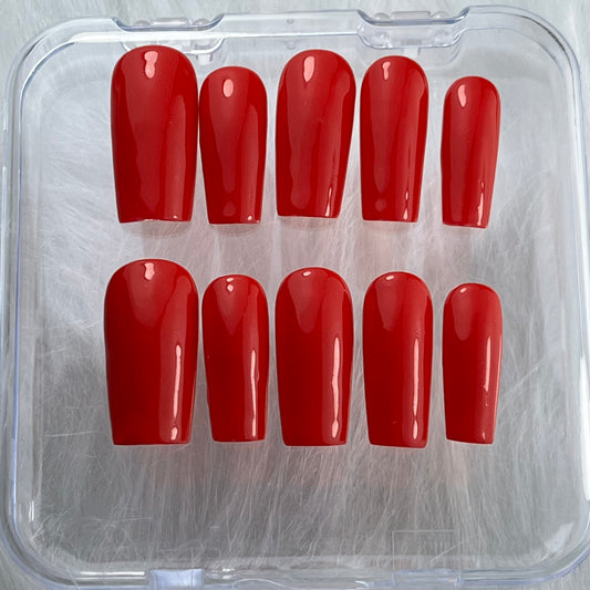 Uñas Press On Todo Al Rojo